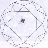 Fig 103 Rhombic shaped cloud under the table, light small crystals under crown main facet 