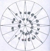 Fig 106 As Fig 105, seen through pavilion, multiple reflections in pavilion facets Fig 106 As Fig 105, seen through pavilion, multiple reflections in pavilion facets