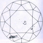 Fig 110 Cloud and cracks under the table. cleavage crack and light inclusions under crown facets Fig 110 Cloud and cracks under the table. cleavage crack and light inclusions under crown facets