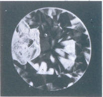 Fig 132 Larger fracture crack under crown facets, dark inclusion under table Fig 132 Larger fracture crack under crown facets, dark inclusion under table